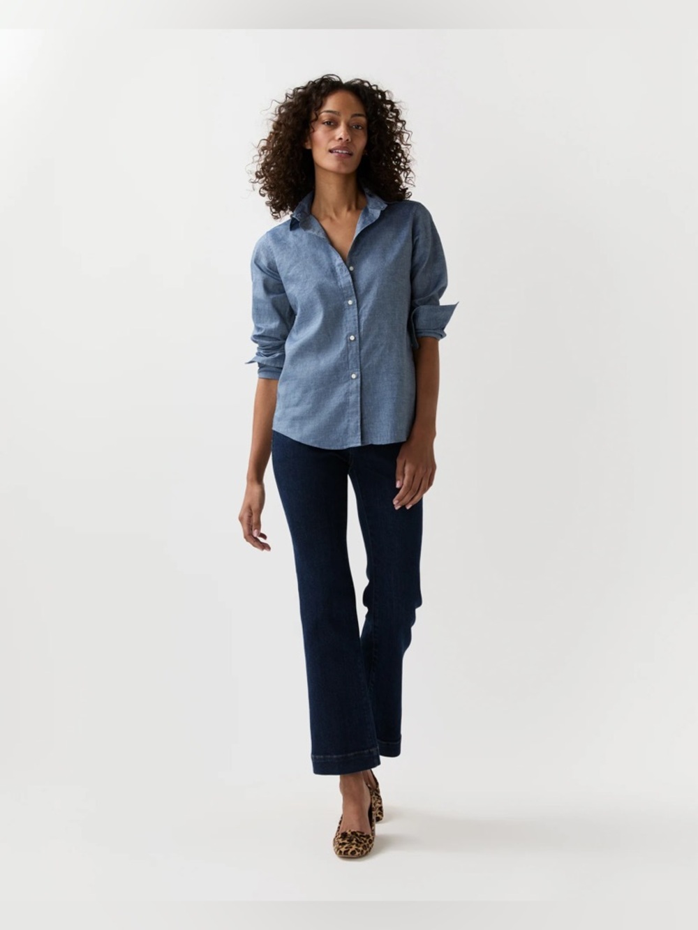 Ann Mashburn Icon Shirt in Indigo Cotolino Chambray Blue size M